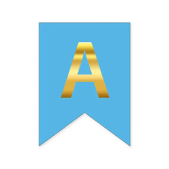 Буква А на флажке 16*12 см для индивидуальных надписей Голубой и золото