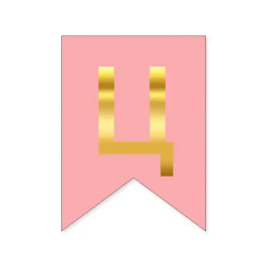Буква Ц на флажке 16*12 см для индивидуальных надписей Розовый и золото