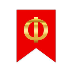 Буква Ф на флажке 16*12 см для индивидуальных надписей Красный и золото
