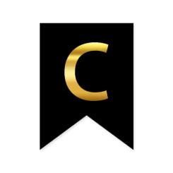 Буква С на флажке 16*12 см для индивидуальных надписей Черный и золото