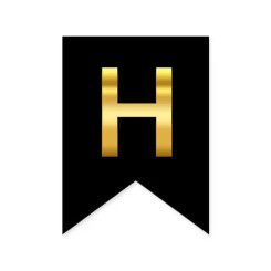 Буква Н на флажке 16*12 см для индивидуальных надписей Черный и золото