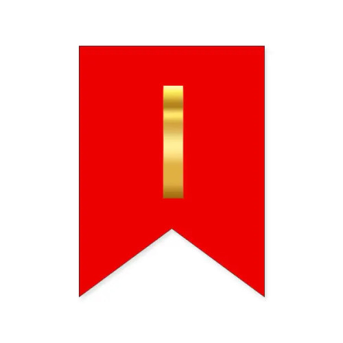 Буква І на флажке16*12 см для индивидуальных надписей Красный и золото