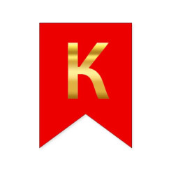 Буква К на флажке 16*12 см для индивидуальных надписей Красный и золото