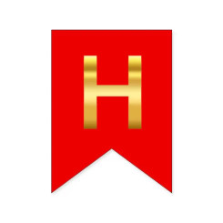 Буква Н на флажке 16*12 см для индивидуальных надписей Красный и золото