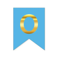 Літера О на прапорці 16*12 см для індівідуальних написів Блакитний та золото