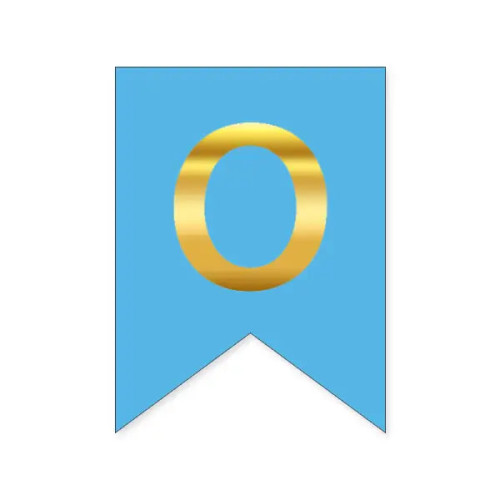 Літера О на прапорці 16*12 см для індівідуальних написів Блакитний та золото