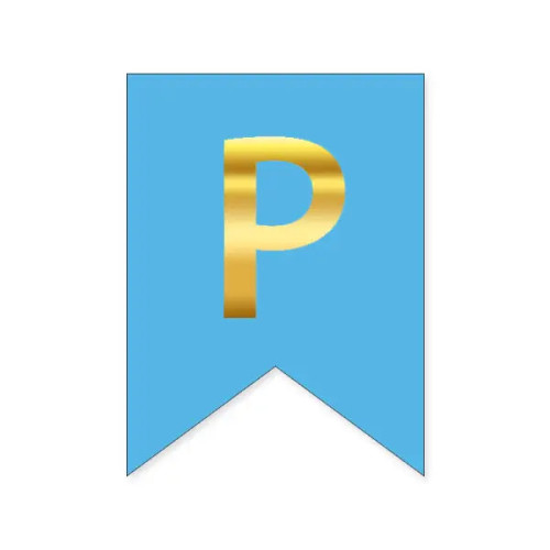 Буква Р на флажке 16*12 см для индивидуальных надписей Голубой и золото
