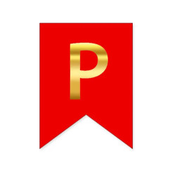 Буква Р на флажке 16*12 см для индивидуальных надписей Красный и золото