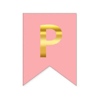 Буква Р на флажке 16*12 см для индивидуальных надписей Розовый и золото