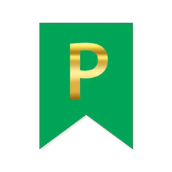 Буква Р на флажке 16*12 см для индивидуальных надписей Зеленый и золото