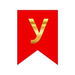 Буква У на флажке 6*12 см для индивидуальных надписей Красный и золото