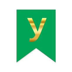 Буква У на флажке 16*12 см для индивидуальных надписей Зеленый и золото