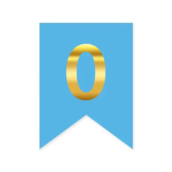 Цифра 0 на флажке 6*12 см для индивидуальных надписей Голубой и золото