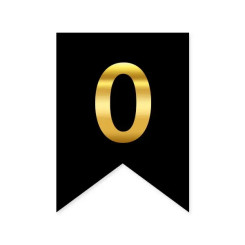 Цифра 0 на флажке 6*12 см для индивидуальных надписей Черный и золото