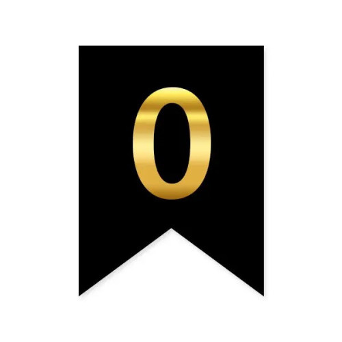 Цифра 0 на флажке 6*12 см для индивидуальных надписей Черный и золото