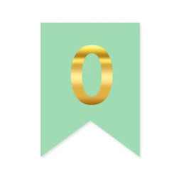 Цифра 0 на флажке 6*12 см для индивидуальных надписей Мята и золото