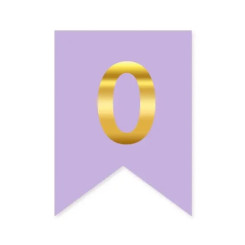 Цифра 0 на флажке 6*12 см для индивидуальных надписей Сирень и золото
