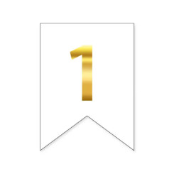 Цифра 1 на флажке 6*12 см для индивидуальных надписей Белый и золото