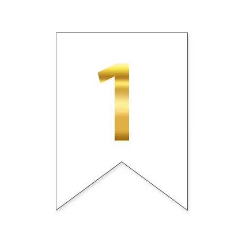 Цифра 1 на флажке 6*12 см для индивидуальных надписей Белый и золото