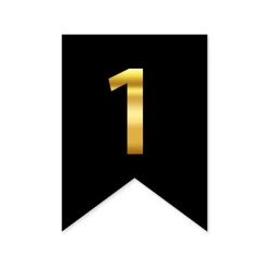 Цифра 1 на флажке 6*12 см для индивидуальных надписей Черный и золото