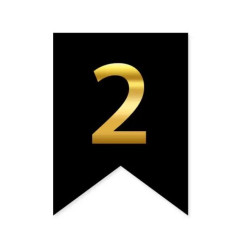 Цифра 2 на флажке 6*12 см для индивидуальных надписей Черный и золото