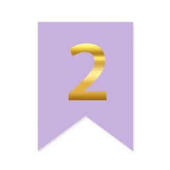 Цифра 2 на флажке 6*12 см для индивидуальных надписей Сирень и золото