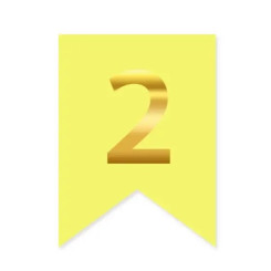 Цифра 2 на флажке 6*12 см для индивидуальных надписей Желтый и золото