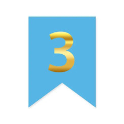 Цифра 3 на флажке 6*12 см для индивидуальных надписей Голубой и золото