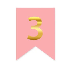 Цифра 3 на флажке 6*12 см для индивидуальных надписей Розовый и золото