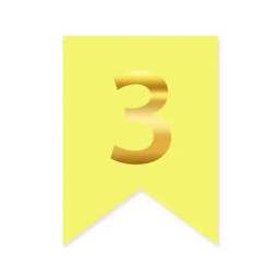 Цифра 3 на флажке 6*12 см для индивидуальных надписей Желтый и золото