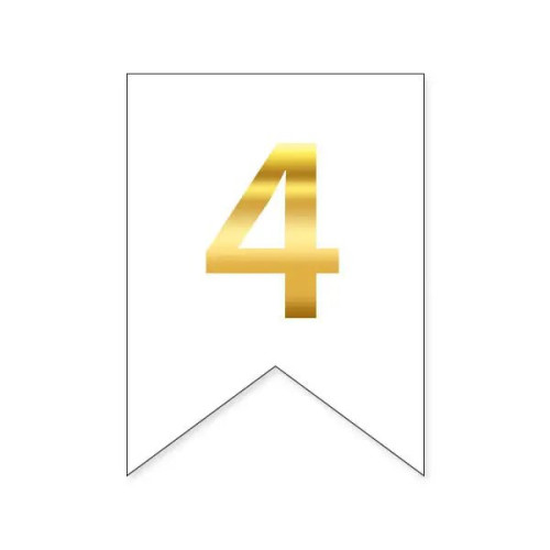Цифра 4 на флажке 6*12 см для индивидуальных надписей Белый и золото
