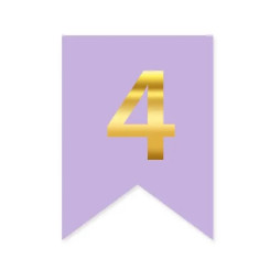 Цифра 4 на флажке 6*12 см для индивидуальных надписей Сирень и золото