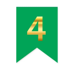 Цифра 4 на флажке 6*12 см для индивидуальных надписей Зеленый и золото
