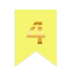 Цифра 4 на флажке 6*12 см для индивидуальных надписей Желтый и золото
