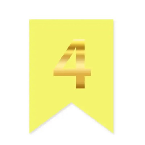 Цифра 4 на флажке 6*12 см для индивидуальных надписей Желтый и золото