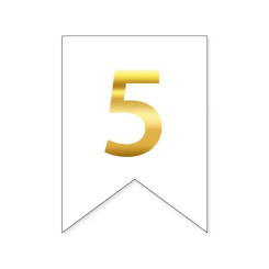 Цифра 5 на флажке 6*12 см для индивидуальных надписей Белый и золото