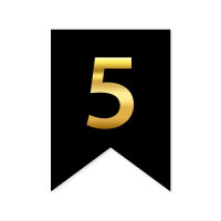 Цифра 5 на прапорці 6*12 см для індивідуальних написів Чорний і золото