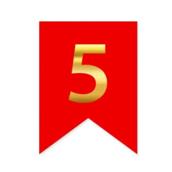 Цифра 5 на флажке 6*12 см для индивидуальных надписей Красный и золото