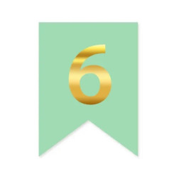 Цифра 6 на флажке 6*12 см для индивидуальных надписей Мята и золото