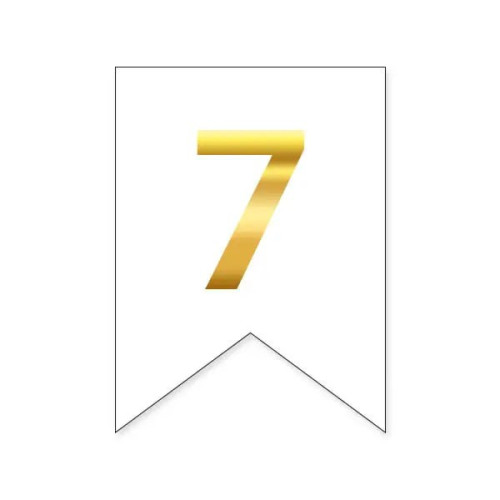 Цифра 7 на флажке 6*12 см для индивидуальных надписей Белый и золото