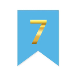 Цифра 7 на флажке 6*12 см для индивидуальных надписей Голубой и золото