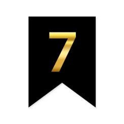 Цифра 7 на флажке 6*12 см для индивидуальных надписей Черный и золото 