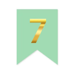 Цифра 7 на флажке 6*12 см для индивидуальных надписей Мята и золото