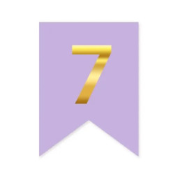 Цифра 7 на флажке 6*12 см для индивидуальных надписей Сирень и золото