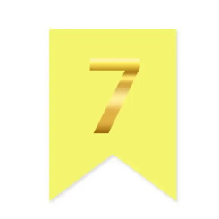 Цифра 7 на флажке 6*12 см для индивидуальных надписей Желтый и золото