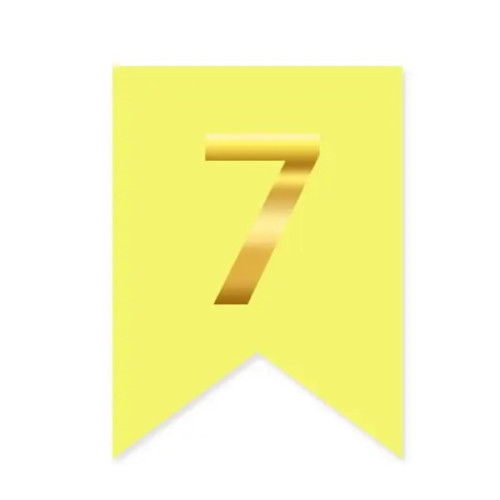 Цифра 7 на флажке 6*12 см для индивидуальных надписей Желтый и золото