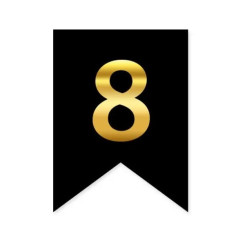 Цифра 8 на флажке 6*12 см для индивидуальных надписей Черный и золото