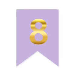 Цифра 8 на флажке 6*12 см для индивидуальных надписей Сирень и золото