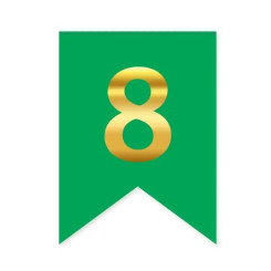 Цифра 8 на флажке 6*12 см для индивидуальных надписей Зеленый и золото
