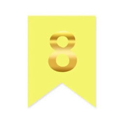 Цифра 8 на флажке 6*12 см для индивидуальных надписей Желтый и золото
